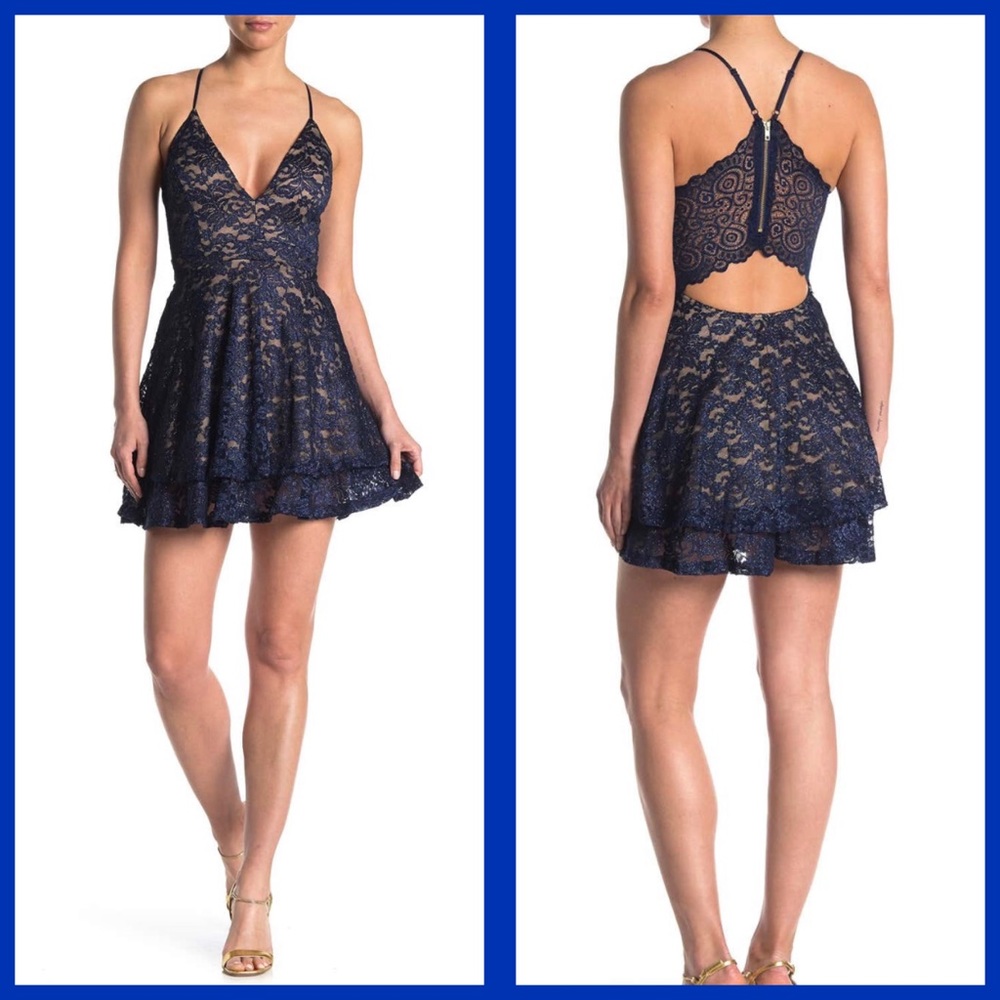 Love Nickie Lew flirty sleeves dress midnight blue size L